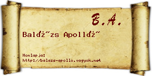 Balázs Apolló névjegykártya